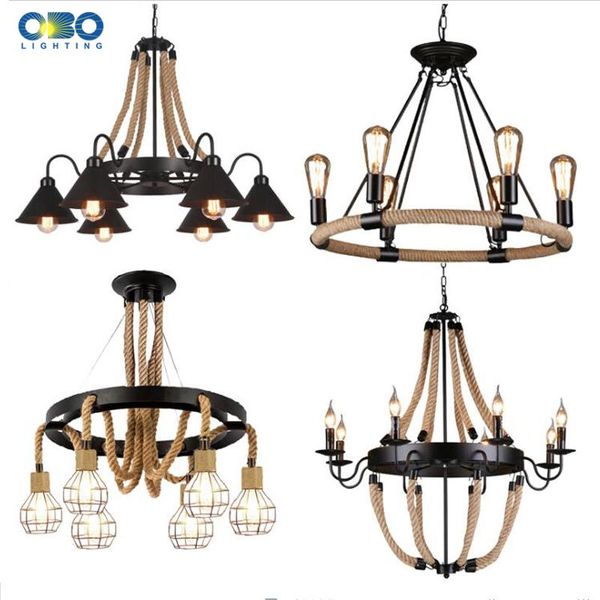 

pendant lamps vintage rope lamp iron lampshade shop/coffee house bar indoor lightings e27 industrial style chain lights
