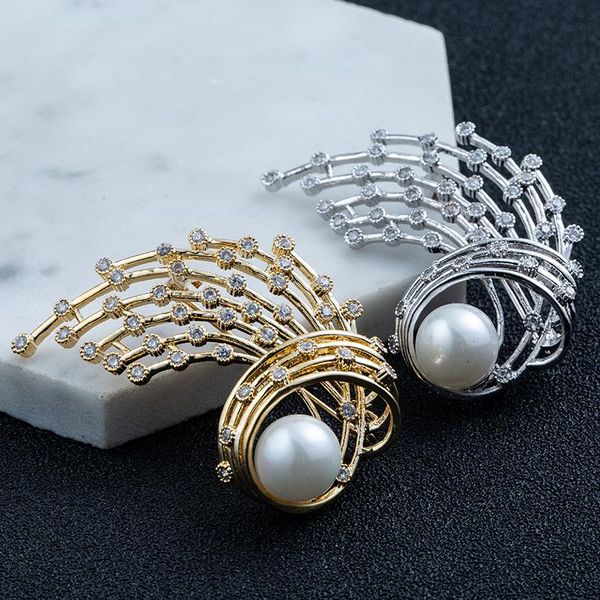 

pins, brooches fashion abstract peacock natural freshwater pearl brooch personality women accessories jewelry, Gray
