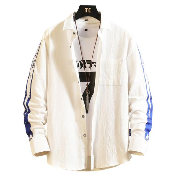 

fashion trend young men's casual printed long-sleeved shirt 100% cotton button shirts, White;black