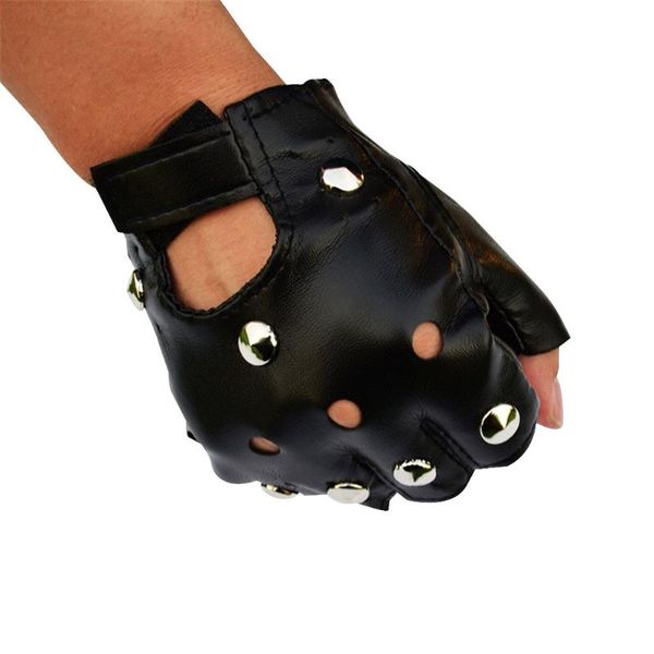 

cycling gloves 1 pair black men's synthetic leather outdoor motorcycle hard knuckle fingerless protective half finger