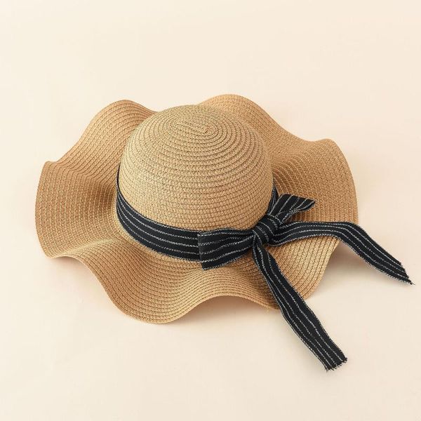 

wide brim hats summer sun hat women straw elegant sunshade panama cap fashion bowknot sweet girls beach foldable travel caps, Blue;gray