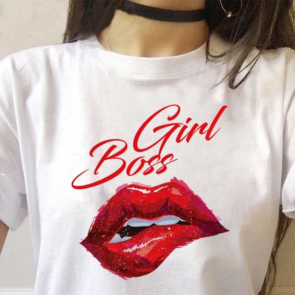 

girl womens t shirt lady letter print women lips tees korean style fashion harajuku tee shirts clothes, White
