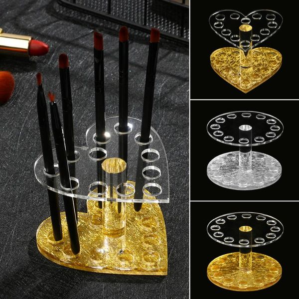 

nail art kits 1pc 12 hole acrylic brushes holder heart round stand makeup brush displaying for professional manicure tool