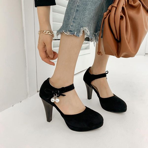 

big size 32-48 summer women solid pearl cover heel thin sandals 4 colors, Black