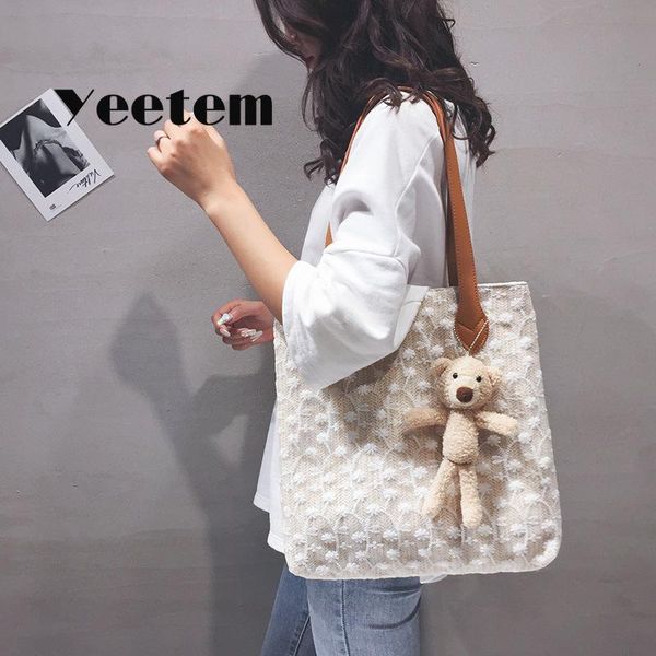 

large-capacity lace shoulder bag women 2021 summer ins straw woven ladies one-shoulder tote large cross body