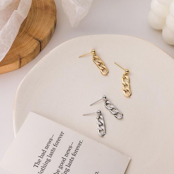 

dangle & chandelier fashion punk simple geometric link chain earrings for women stylish tassel jewelry brinco pendientes mujer moda kolczyki, Silver