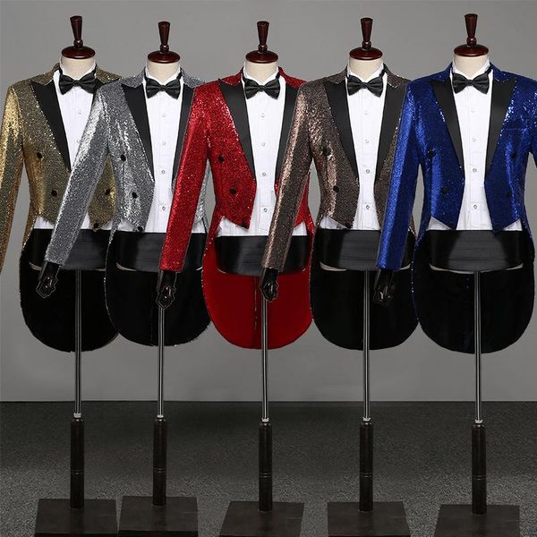 

presided over 2021 men sequins dovetail suit multicolor mc studio performs tuxedo men's suits & blazers, White;black