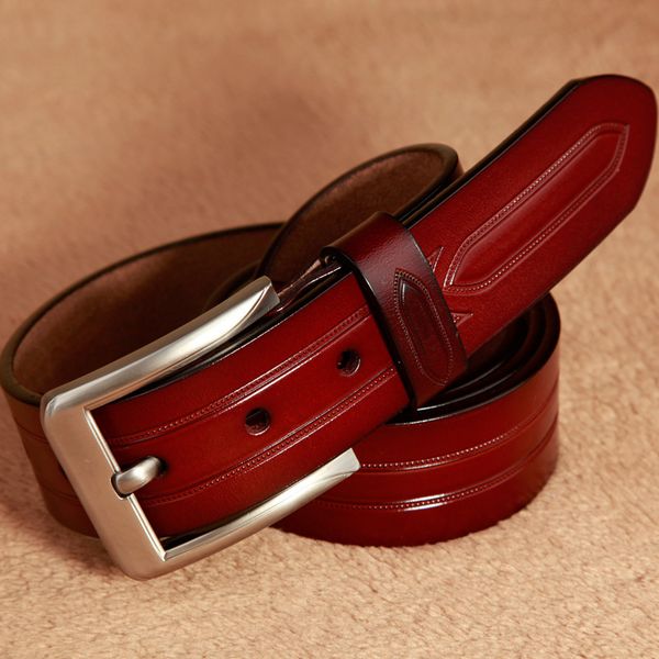 

head men's handmade leather belt casual and versatile, Black;brown