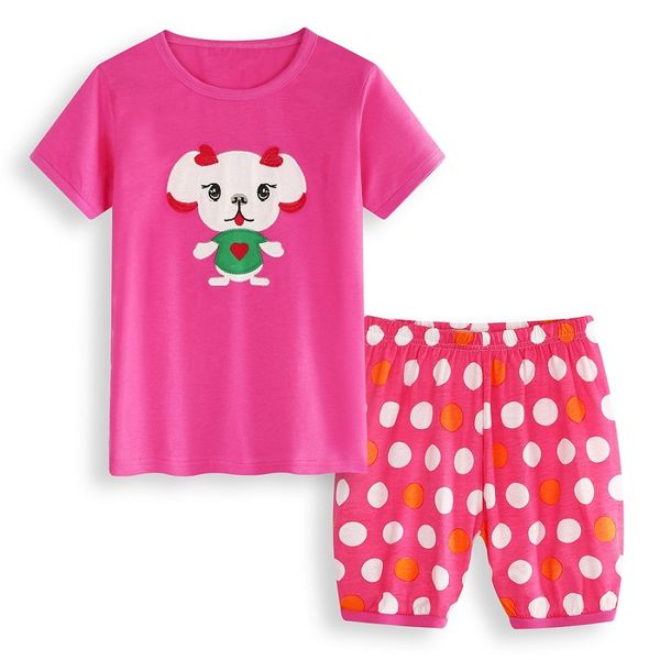 Girls Pajamas наборы 2 3 4 5 6 7 лет милая собака детская одежда костюм лето девушка принцесса детей Pijamas младенческая одежда набор 210413