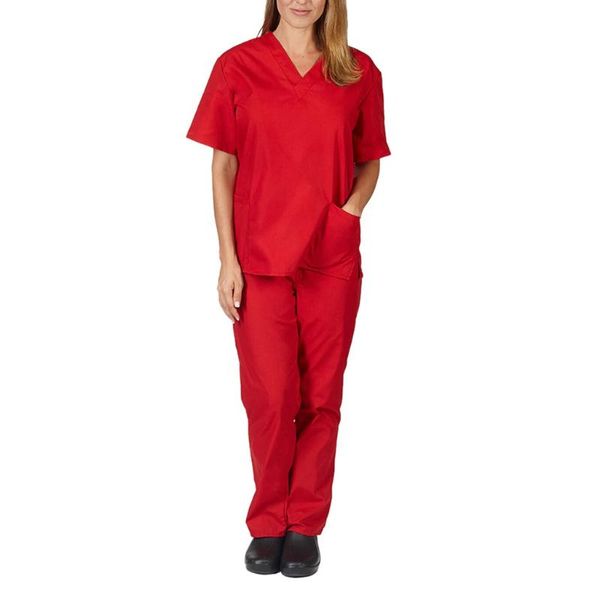 

women's t-shirt t-shirts men women short sleeve v-neck +pants nursing working uniform set suit casual shirts universal t manga corta, White