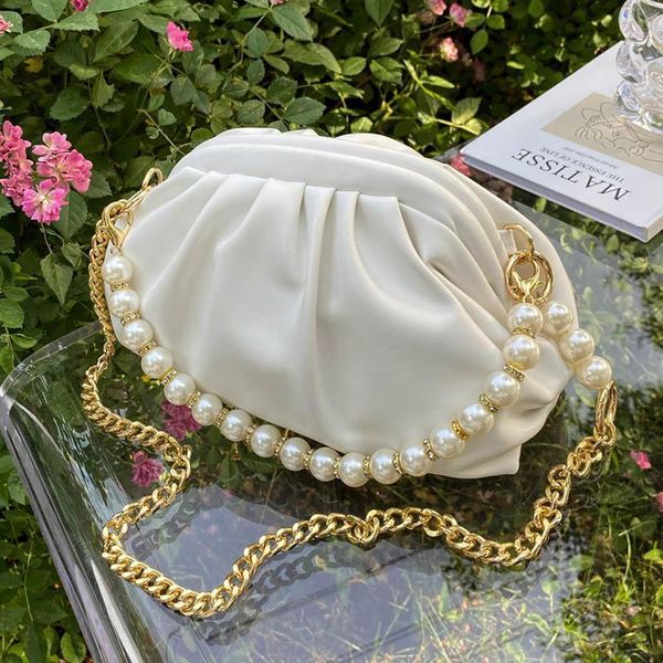 

evening bags pearl design cloud small pu leather crossbody for women 2021 solid color chain shoulder handbags female cross body bag1