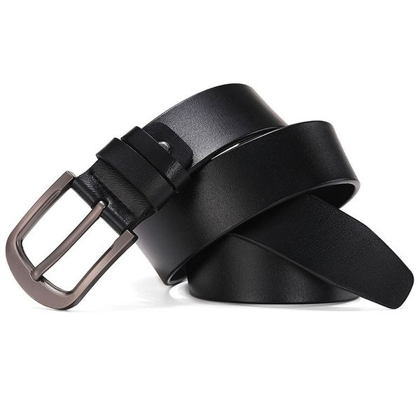 

men's leather belt men's alloy pin buckle, Black;brown