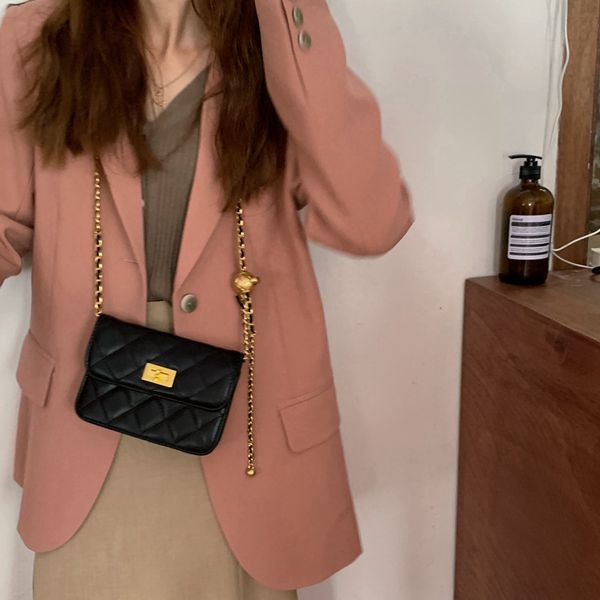 

bead golden ball shoulder bags designer messenger mobile phone bag small style rhombus chain handbag 2021 trendy mini purse female