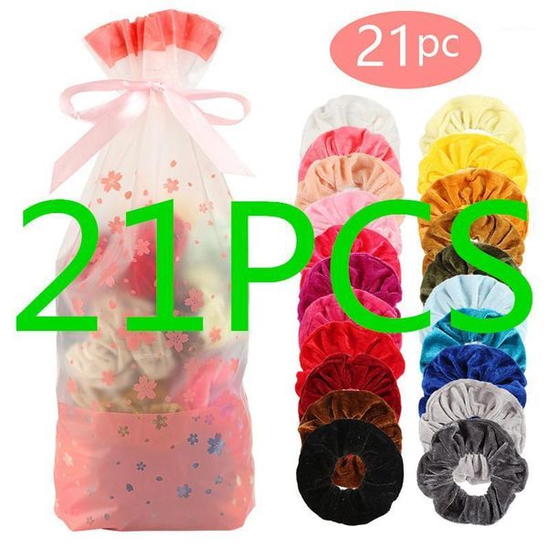 

pcs vintage hair scrunchies stretchy velvet scrunchie pack women elastic bands girl headwear plain rubber ties1