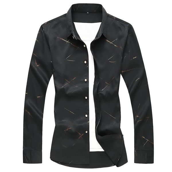 

products in 2021, men's loose long-sleeved shirts, letter printed business casual plus size 5xl6xl 7xl shirts, White;black