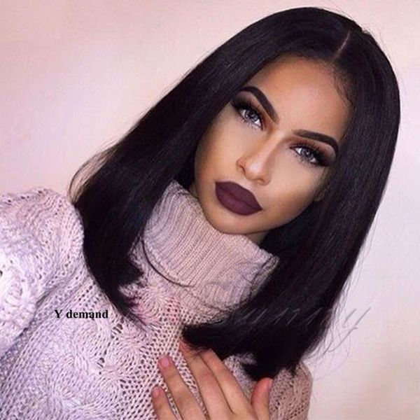 

bob black wig synthetic hair short straight wig for black women wholesale priceclassic fashion cool actory direct