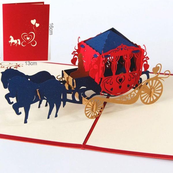 

up paper laser cut greeting cards creative handmade kirigami wedding lnvitations love carriage postcards wishes gifts