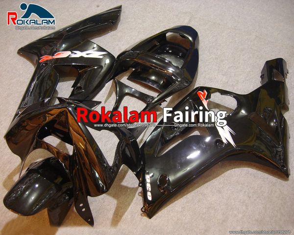 ABS Aftermarket Fairings для Kawasaki Ninja ZX6R ZX-6R 03 04 2003 2004 ZX 6R Черный мотоцикл обтекающий корпус (литье под давлением)