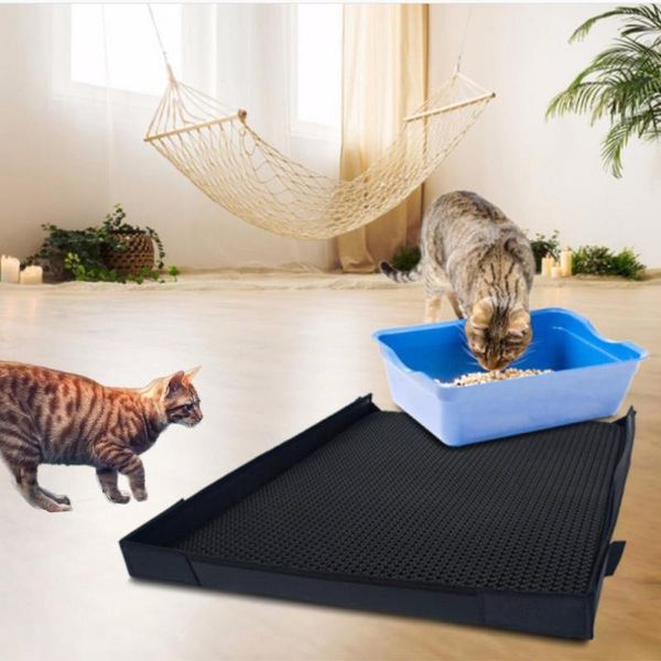 

cat carriers,crates & houses pets cats litter mat bed house eva leather waterproof bottom catcher non-slip pet layer with fence supplies