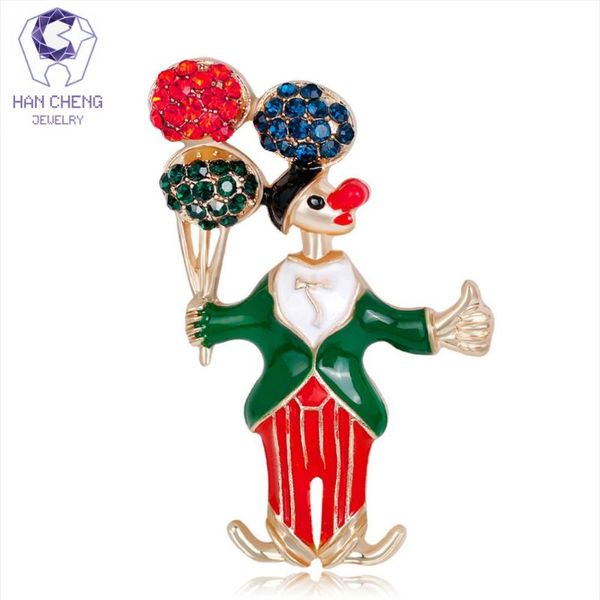 Pins, spille Han Cheng Fashion Clown Glaze Golden Strass Gem Gem Stone Spilla di Natale Pins e per le donne Gioielli Giorno Regalo