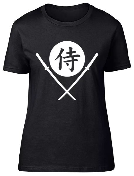 

samurai fitted womens ladies t-shirt, White;black