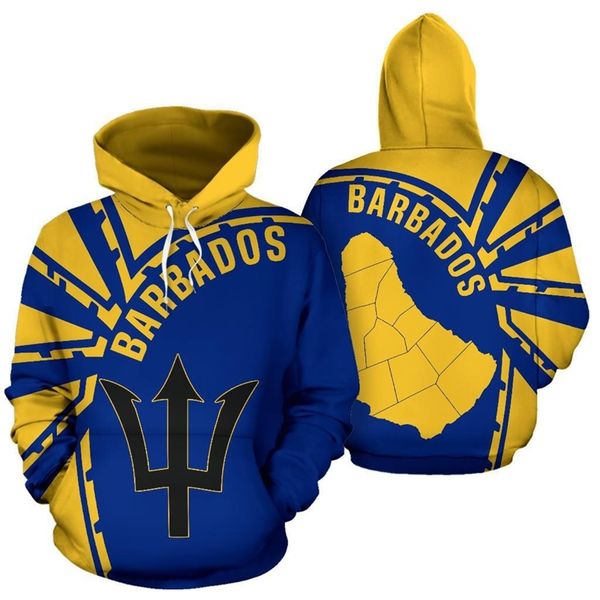 

selling 3d digital printed barbados men's hoodie, Black