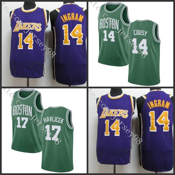 

boston celtics men green #17 john havlicek 14 cousy retro basketball jersey, Black