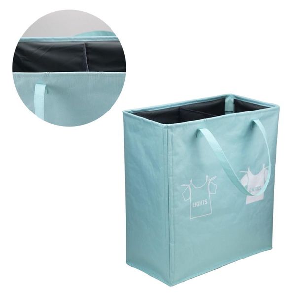 

laundry bags oxford double lattice basket household folding bag (sky-blue)