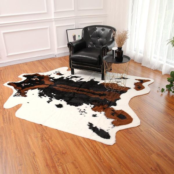 

carpets cow printed carpet velvet imitation leather rugs cowhide animal natural shape living room decoration rug mats home decor