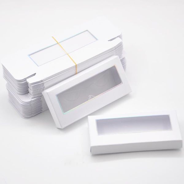 

wholesale lash packaging custom white rectangle paper box no tray logo lashes storage case vendors false eyelashes