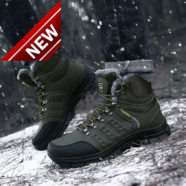 

2021 autumn and winter large plush warm outdoor sports mountaineering snow men's shoes, Black