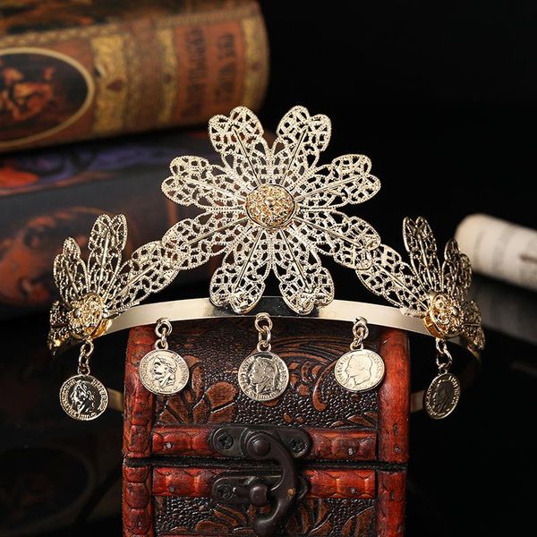 

hair clips & barrettes french women's flower tiara bridal arab romantic sweet birthday party wedding, Golden;silver