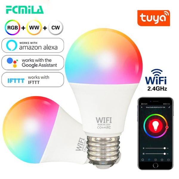 

bulbs tuya smart wifi led e27 b22 rgb changing color lamp voice control living room bedroom lighting work with alexa/google home