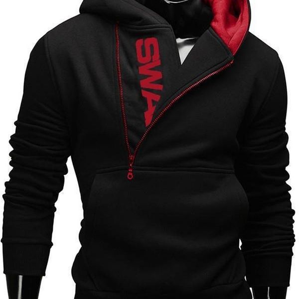 

men's hoodies & sweatshirts letter printed hoodie slim, Black