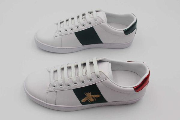 

fashion woman man shoes lace-up flat shoes bee tiger snake embroidered lady sneake boy girl shoe white casual shoes, Black