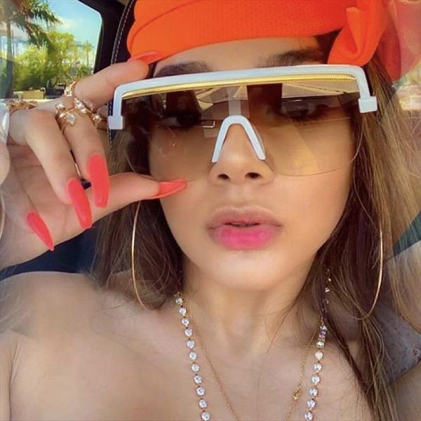 

rimless sunglasses square women men oversize retro brand design flat rectangle eyewear uv400 big shades oculos female, White;black