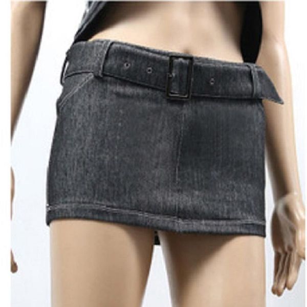

skirts fad mini prevent exposed belt denim skirt skinny package hip charming booty pencil kawaii trendy, Black