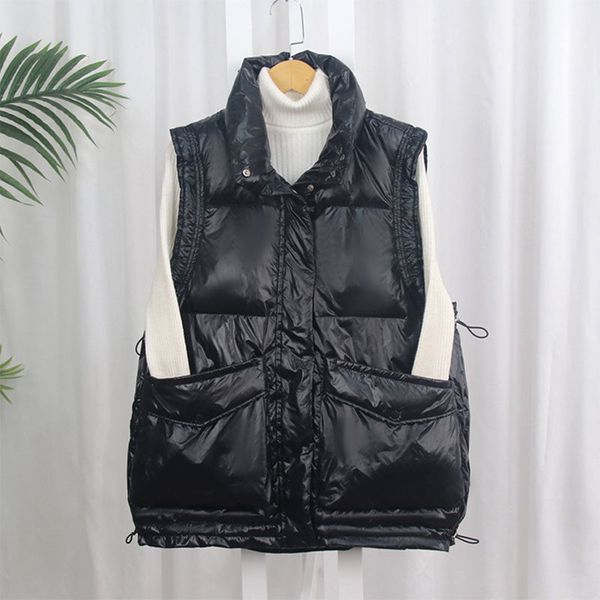 

down et vt women's autumn winter wear korean fashion vt light loose stand collar waistcoat, Black;white