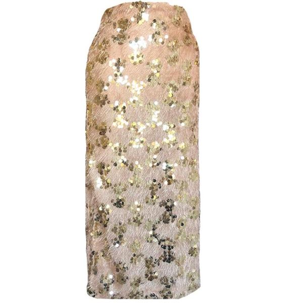 

skirts fashionable blingbling plush sequins skirt women tassel mid-length side split autumn and winter, Black