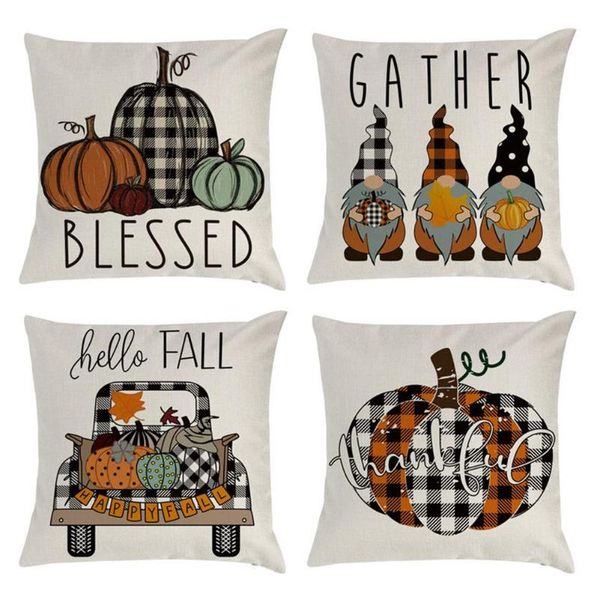 

pillow case cotton and linen throw thanksgiving pumpkin cover home decor sofa bed cushion decorative