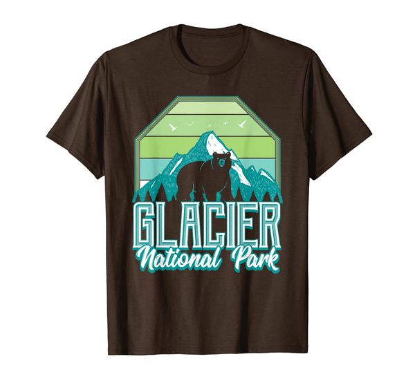 

vintage glacier national park montana mountains bear t-shirt, White;black
