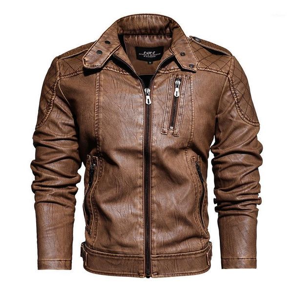 

men's jackets kimsere fashion men biker fleece lined warm leather motorcycle coats thicken thermal pu outerwear clothing stand collar, Black;brown