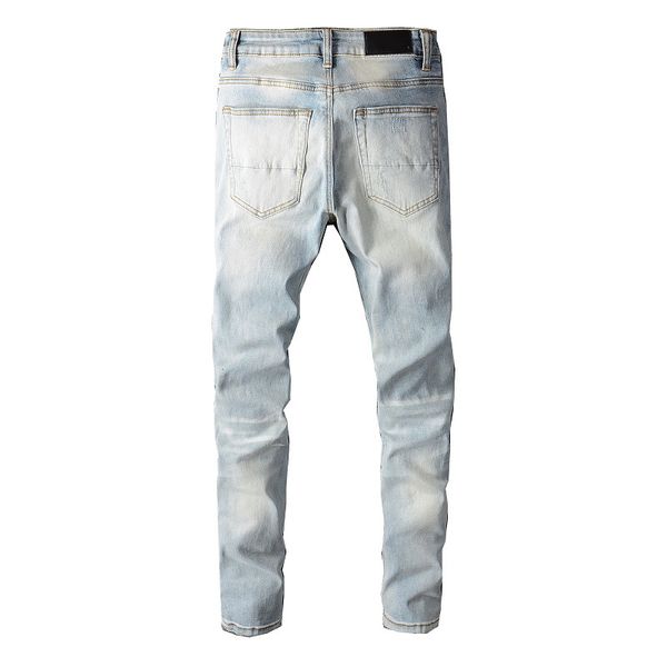 

men's jeans vintage motorcycle rider slim fit hip hop coach pants 22ss cool fashion stretch pants, Blue