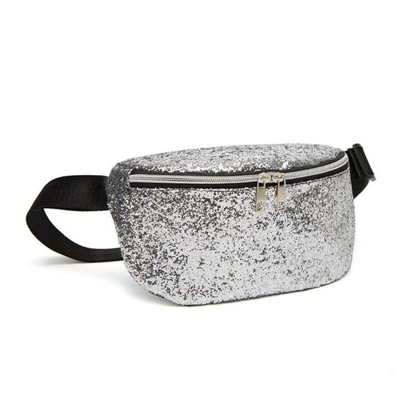 

women girls sequins waist fanny pack belt bag travel hip bum bags small purse chest phone pouch