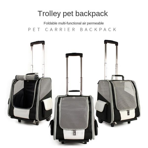 

dog car seat covers pet bag trolley backpack out shoulder cat box portable double wheel foldable breathable