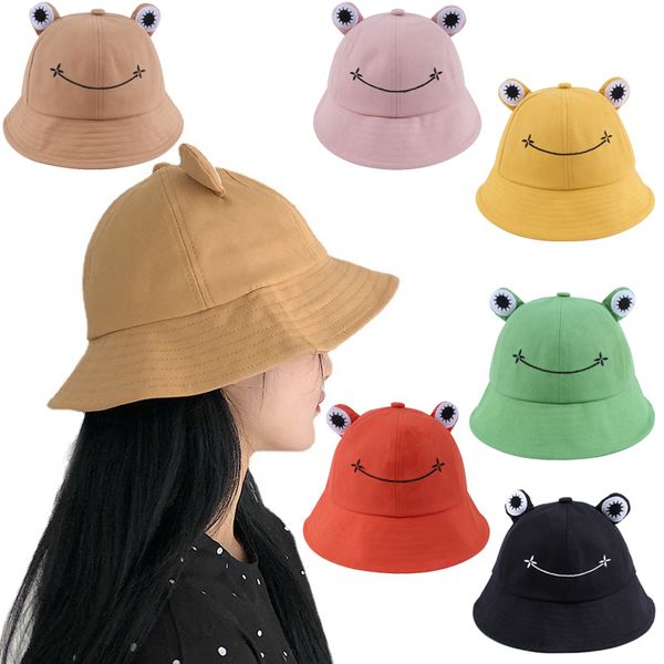 Cappello da donna alla moda a forma di rana Cappelli estivi Donna Genitore-bambino Berretti da pesca a rana Coreano Selvaggio Cappelli da sole carini Grandi occhi