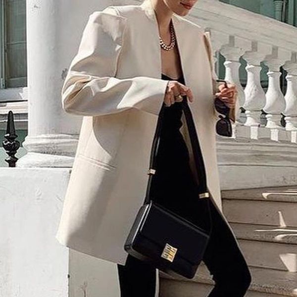 

women's suits & blazers agong autumn solid women fashion buttons jackets elegant long sleeve casual pockets female ladies, White;black