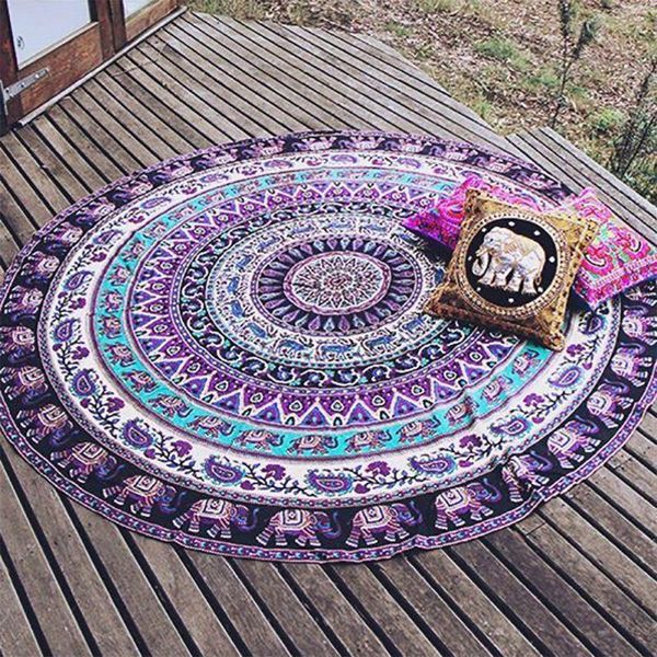 

elephant type round scarve fashion mandala tapestry beach mat picnic rug blanket polyester lawn tippet dropship30 carpets