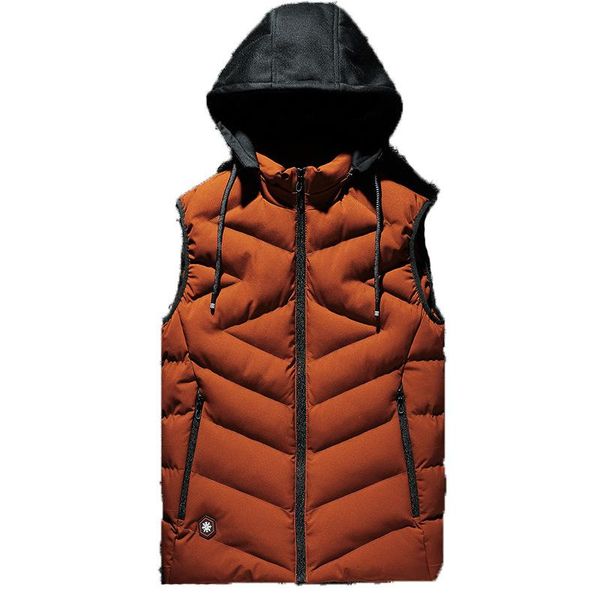 

men's jackets 2021 thickened hooded vest fashion large casual cotton clothes, Black;brown