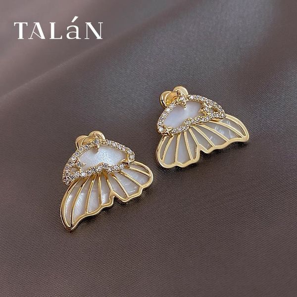 

white fish female south korea elegant fashion shining diamond internet influencer stud earrings high grade sense ear, Golden